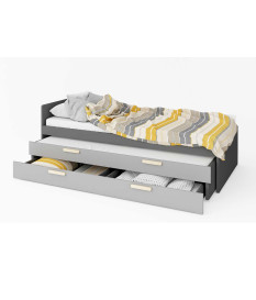 Lit 90x200 + tiroir-lit avec sommier et matelas