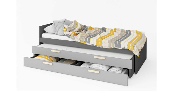 Lit 90x200 + tiroir-lit avec sommier et matelas