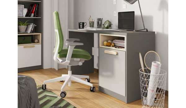 Bureau enfant gris graphite et gris clair