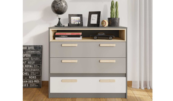 Commode de chambre 3 tiroirs 1 niche