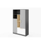 Meuble de rangement gris, blanc et bois