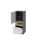 Petit meuble de rangement gris, blanc et bois