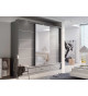Grande armoire Grise coulissante avec miroir