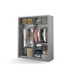 Armoire 2 portes coulissantes avec miroir grise