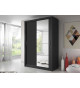 Armoire portes coulissantes noire avec miroir