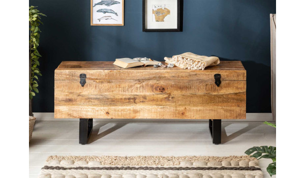 Banc coffre en bois original de manguier