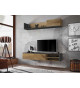 Meuble Télé mural gris anthracite et chêne 180 cm