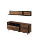 Meuble TV 155 cm chêne foncé et noir