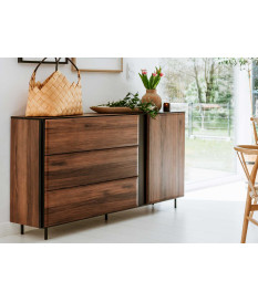 Buffet chêne foncé et noir 150 cm