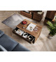 Table basse chêne foncé et noir rectangulaire