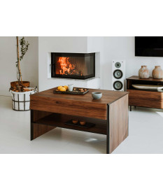 Table basse chêne foncé et noir rectangulaire