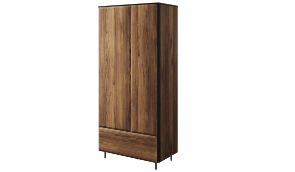 Armoire d'entrée penderie et rangement chêne foncé et noir