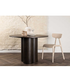 Table à manger ronde 110 cm en bois finition Moka