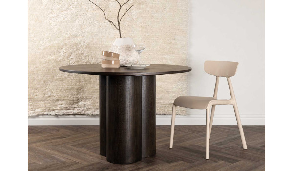 Table à manger ronde 110 cm en bois finition Moka