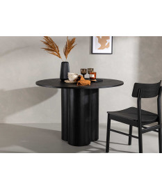 Table à manger ronde 110 cm en bois finition noir