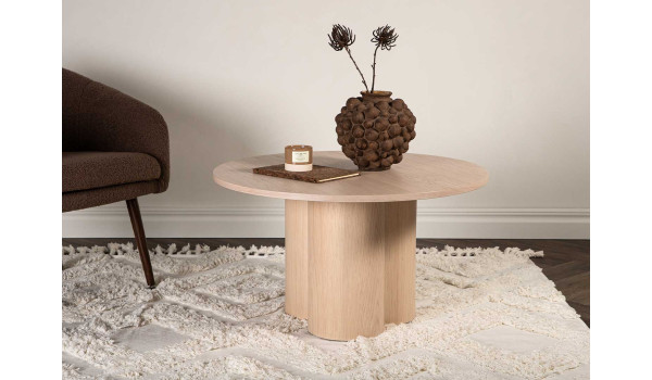 Table basse ronde en bois 80 cm chêne chaulé