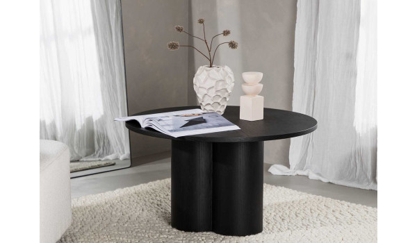 Table basse ronde 80 cm en bois finition noire