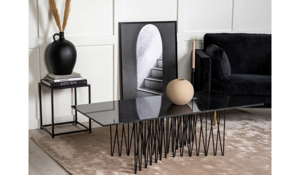 Table basse rectangulaire contemporaine finition marbre noire