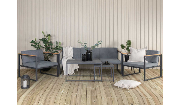 Salon de jardin contemporain gris, 5 places