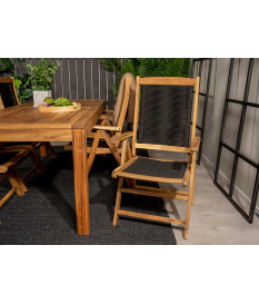 Chaises confortables pliantes en bois et corde filé noir