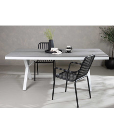 Table de jardin grise et blanche 200 cm
