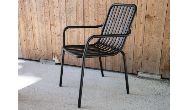 Chaises extérieurs en aluminium noir