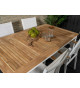 Table de jardin extensible en teck et aluminium blanc