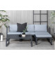 Salon d'angle en aluminium noir et coussin gris