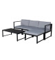 Salon d'angle en aluminium noir et coussin gris