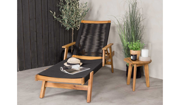 Bain de soleil en bois et cordage noir