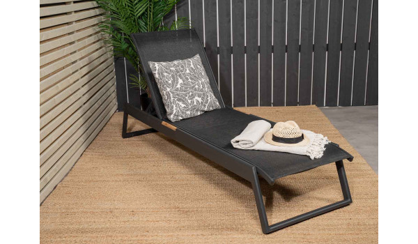 2 Chaises longues en aluminium et tissu noir