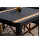Table de jardin en aluminium noir et bois de teck 150 cm