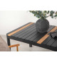 Table de jardin en aluminium noir et bois de teck 150 cm