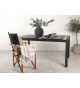 Table de jardin en aluminium noir et bois de teck 150 cm