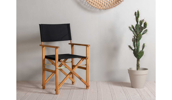 Chaises pliantes en bois massif et tissu noir