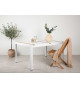 Table de jardin en aluminium blanc et bois de teck 150 cm