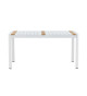 Table de jardin en aluminium blanc et bois de teck 150 cm