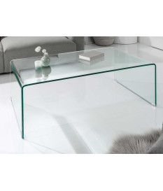Table basse rectangulaire en verre transparent
