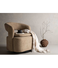 Fauteuil design en tissu bouclé brun clair