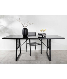 Table de jardin en verre et aluminium noir
