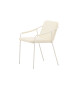 Chaise beige rembourrée en simili cuir