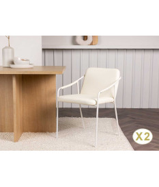 Chaise beige rembourrée en simili cuir