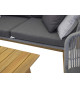 Banquette fauteuil et table de jardin gris et bois