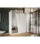 Armoire 2 portes coulissantes blanche avec miroir asymétrique