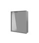 Armoire 2 portes coulissantes grise avec miroir asymétrique