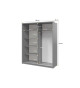 Armoire 2 portes coulissantes grise avec miroir asymétrique