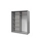 Armoire 2 portes coulissantes grise avec miroir asymétrique