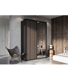 Armoire dressing noir et wengé