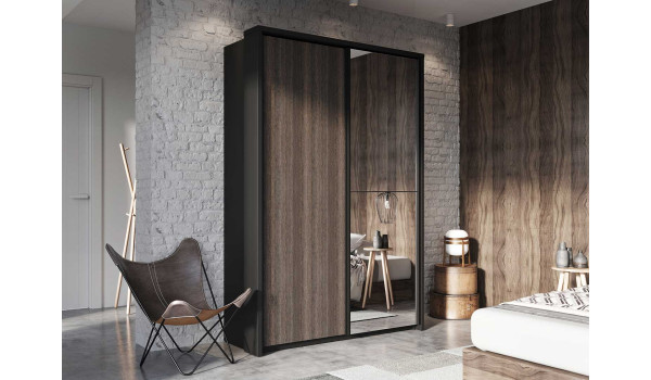 Armoire dressing noir et wengé