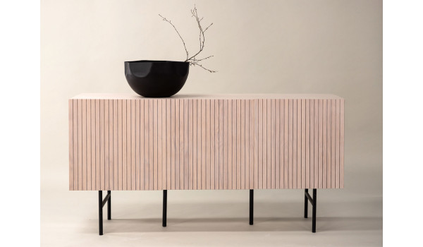 Buffet moderne 3 portes chêne blanchi et noir